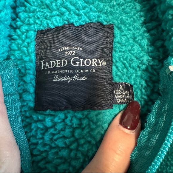 Faded Glory Women’s Teal Green Fleece Zip Up Sweatshirt. Size Large - Picture 3 of 8